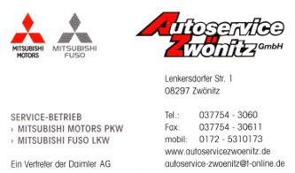 Mitsubishi Autoservice ZwÃ¶nitz GmbH,
 Lenkersdorfer StraÃŸe 1,
 08297 ZwÃ¶nitz
